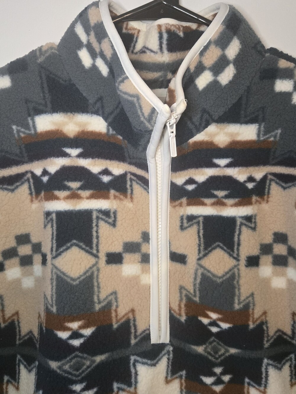 Wrangler Dusty Blue Retro Quarter Zip Sherpa Women's Pullover Jacket Size Large - Picture 2 of 16
